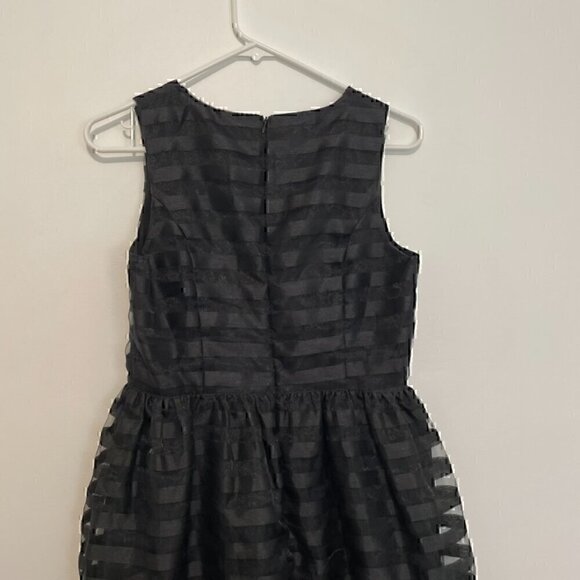 YA LOS ANGELES Black on Black Striped Organza Holiday Party Mini Fit Flare Dress - Picture 11 of 13